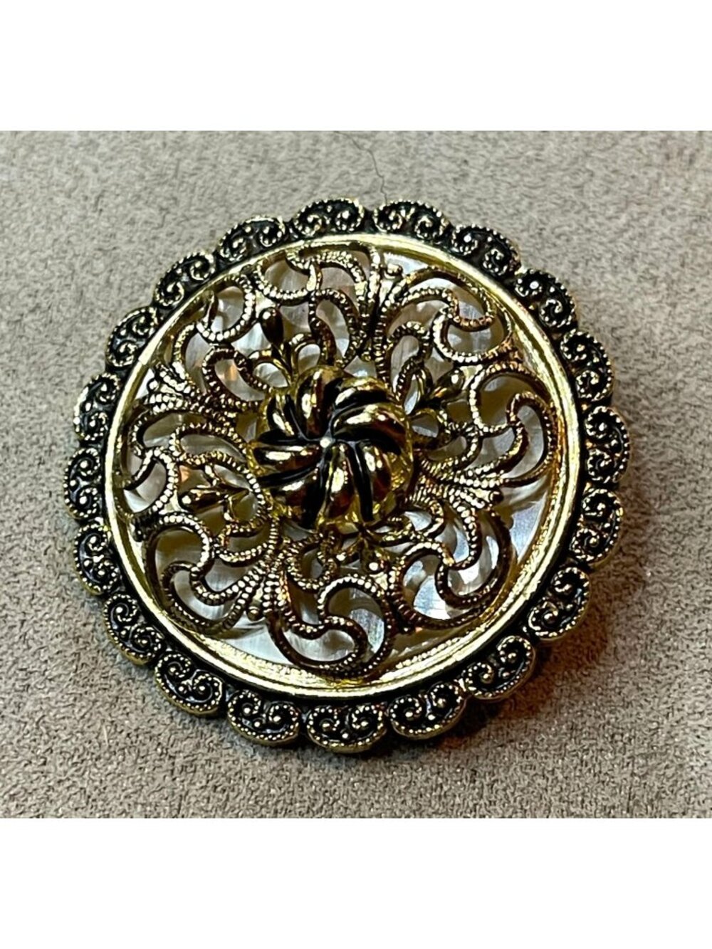 Vintage 60s Filigree Scarf Clip West Germany Gold Tone Ornate Floral Design Luci